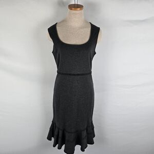 Nanette Lepore Dress Women's Size 6 Black Sleeveless Ruffle Hem Wide Straps Zip